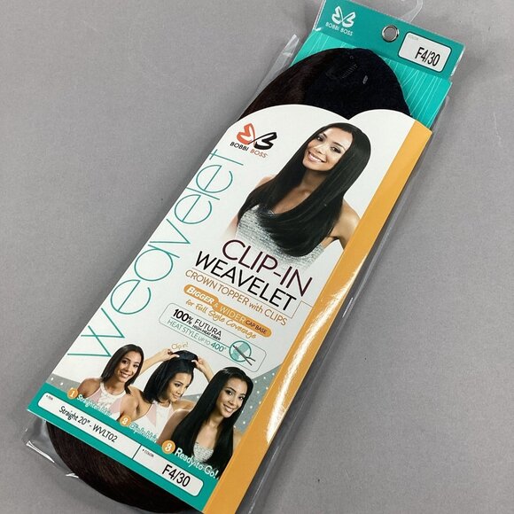 Bobbi Boss Other - Hair Topper #F4/30 Brown 20” Straight Clip-In Crown Piece Weavelet Synthetic